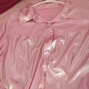 Pink shimmer button down